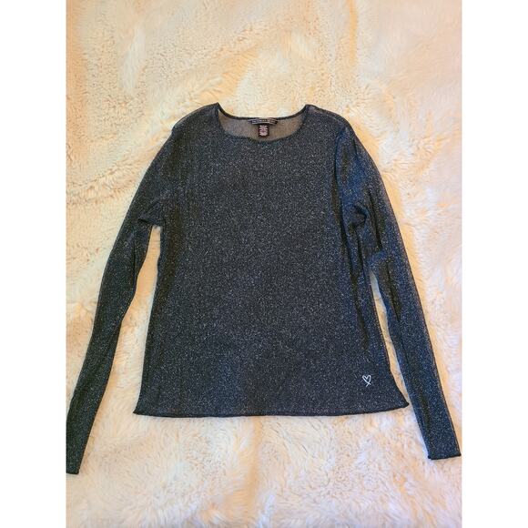 Victoria's Secret Black glitter sheer long sleeved shirt size xs - Picture 3 of 7